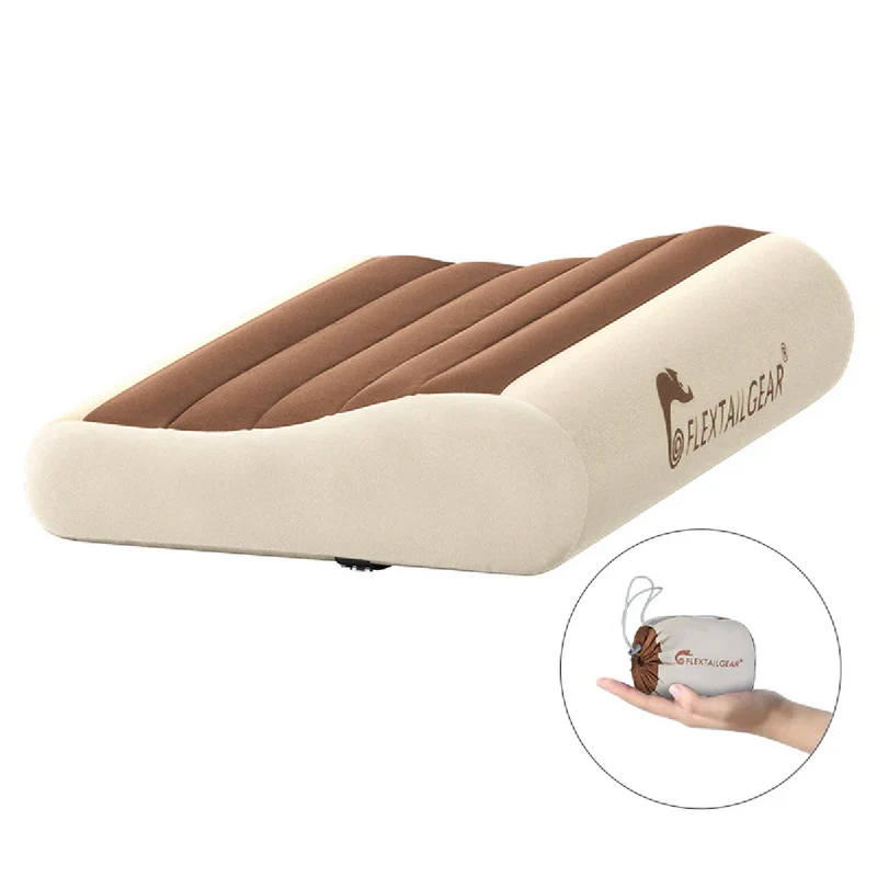 Flextail Zero Pillow Bruin – Ergonomisch Luchtkussen voor Onderweg