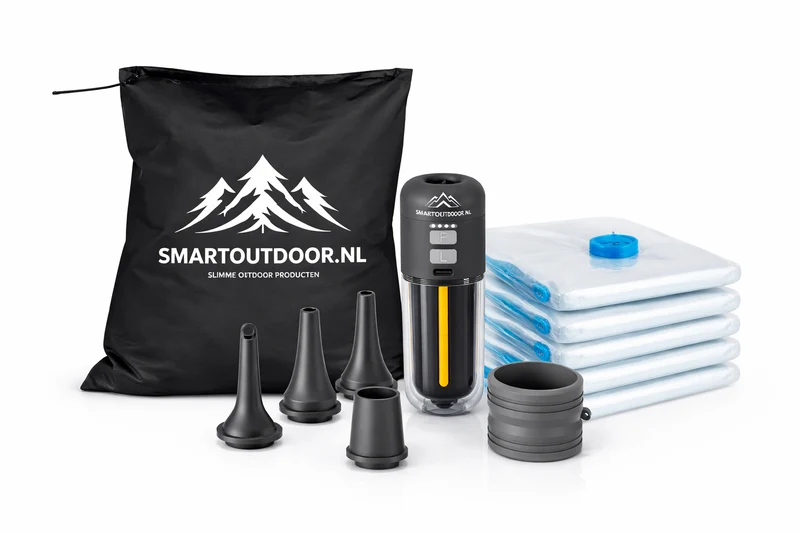 SmartOutdoor Vacuümzakken Kleding Set 4 Stuks (60x80 cm) met Elektrische Pomp Zwart – Opbergzakken voor Dekbed & Reizen – Ruimtebesparend & Oplaadbaar