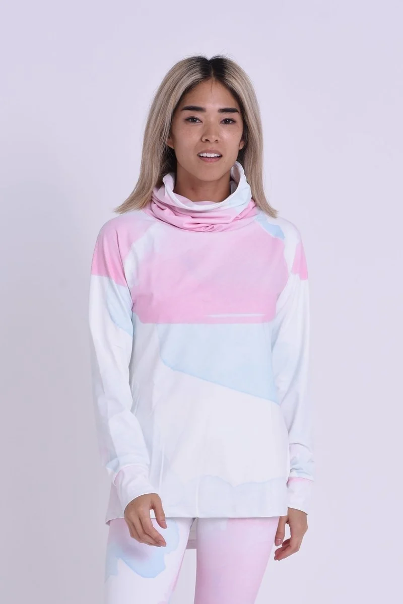 High Neck Baselayer Top Watercolour - Women's