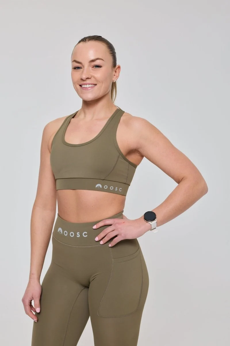 High Support Elite Crossback Sports Bra - Khaki