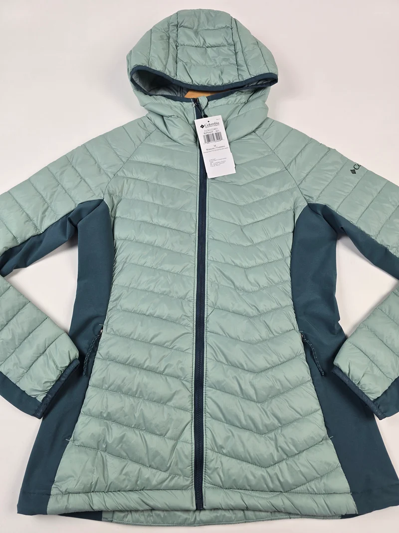 Columbia Powder Pass™ II Hybrid Hooded Jacket Crushed Blue. Everblue Dames M