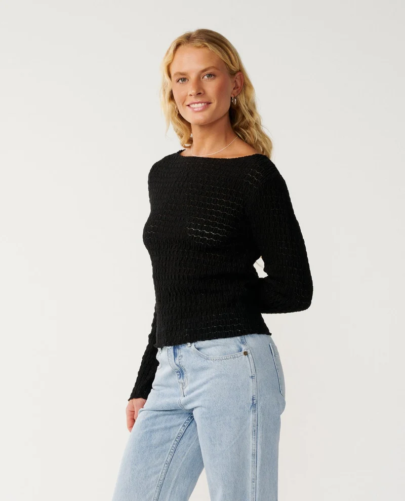 Bossa Nova Textured Long Sleeve Tee