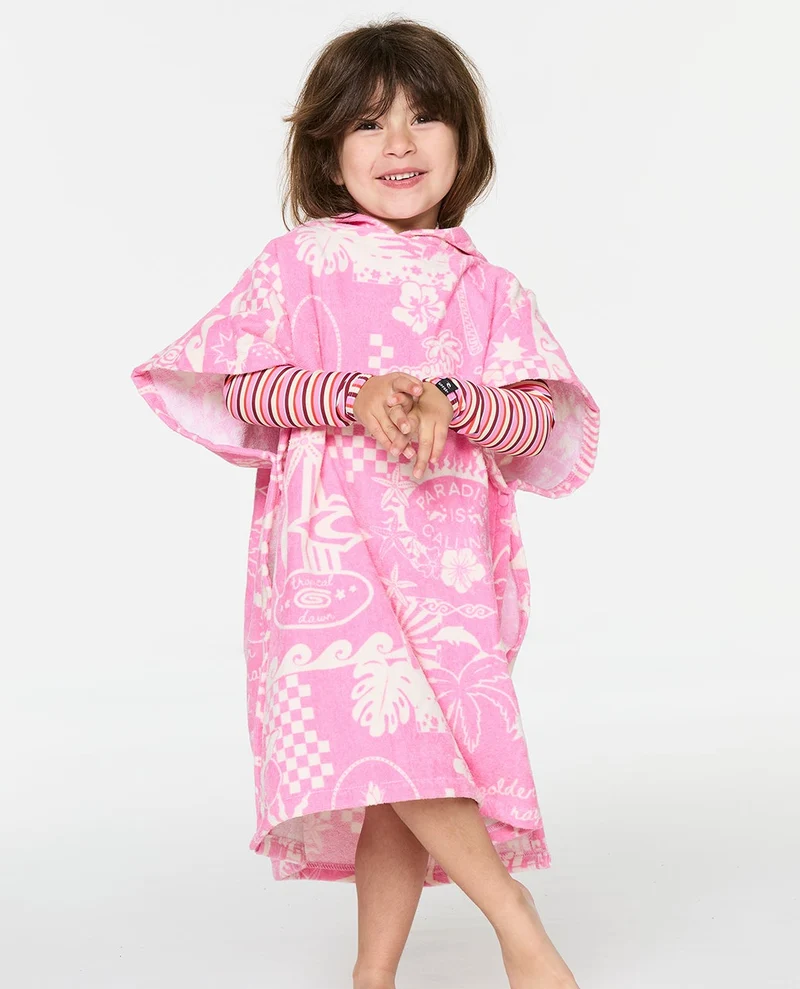Mixed Snap Hooded Towel Poncho - Girl