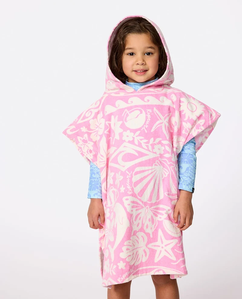 Mixed Snap Hooded Towel Poncho - Girl